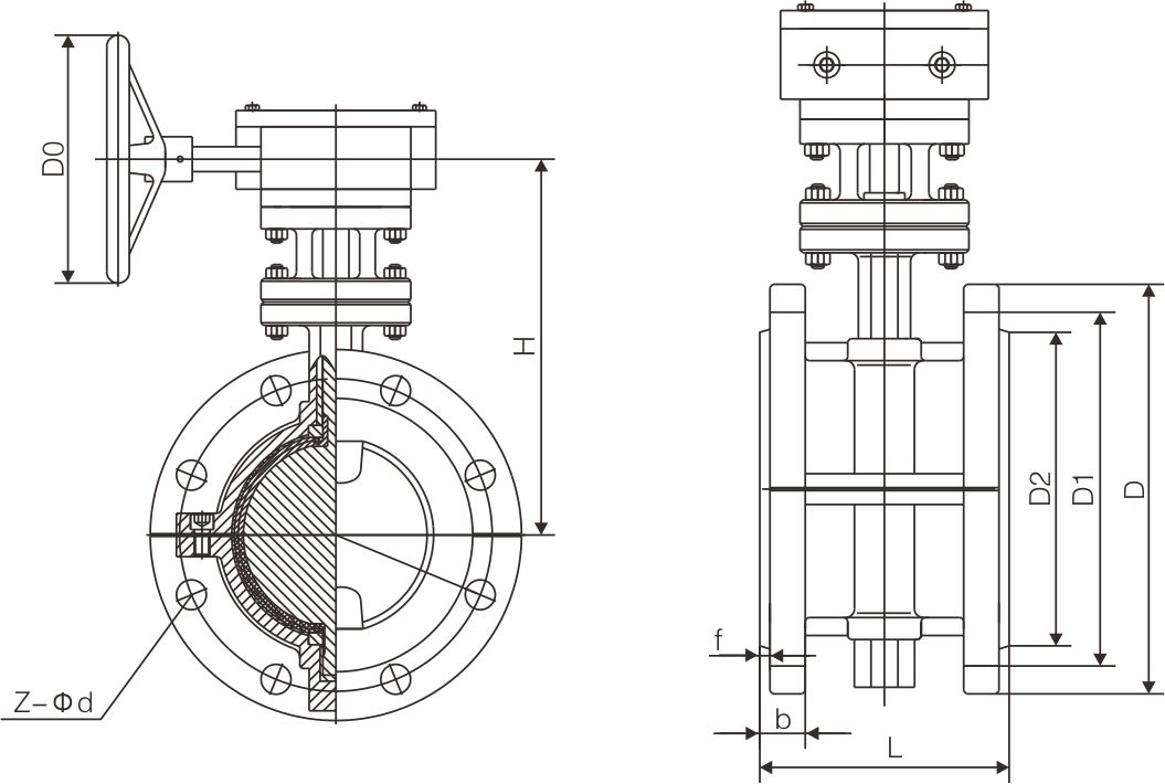 衬氟法兰式蝶阀D341F46(图1)